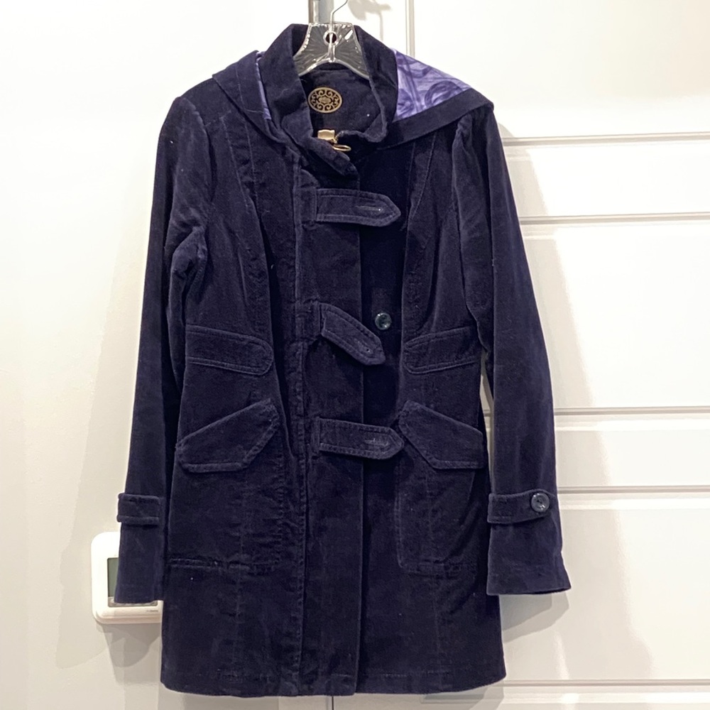 Navy Blue Corduroy Textured Coat